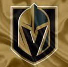 A golden knights logo on a gold background.